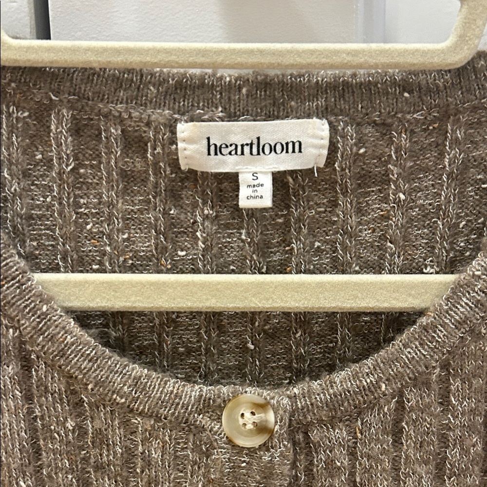 Heartloom Taupe Ribbed Button-Front Sweater
